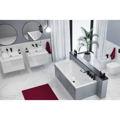 Excellent Heaven Slim 160x75 WANNA PROSTOKĄTNA z kompletem odpływowym Flow biały WAEX.HEV16WHS; ARIN.FLOW.WH - obrazek 3