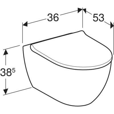 Geberit Acanto Miska wisząca z deską 53x36 cm ze spłukiwaniem wirowym TurboFlush powłoka KeraTect biała 502.774.00.8 - obrazek 3